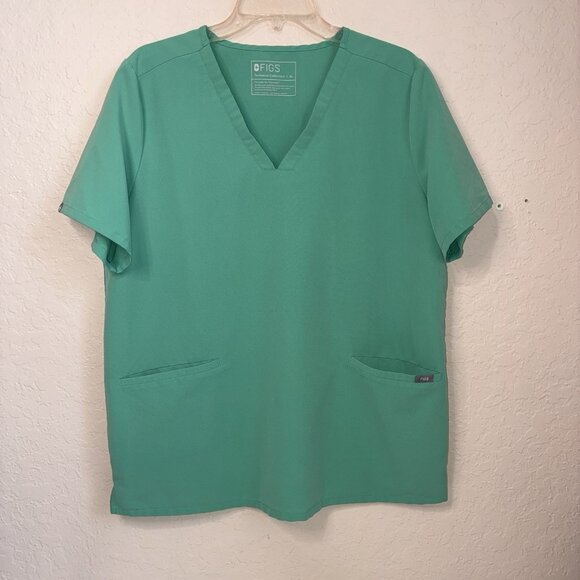 Figs Technical Collection Casma Scrub Top Womens Xl Surgical Green  3 Pockets - Picture 1 of 10